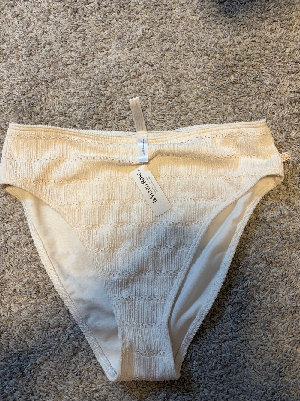 BNWT La vie en rose swim Cream Textured High-Cut Bikini Bottoms